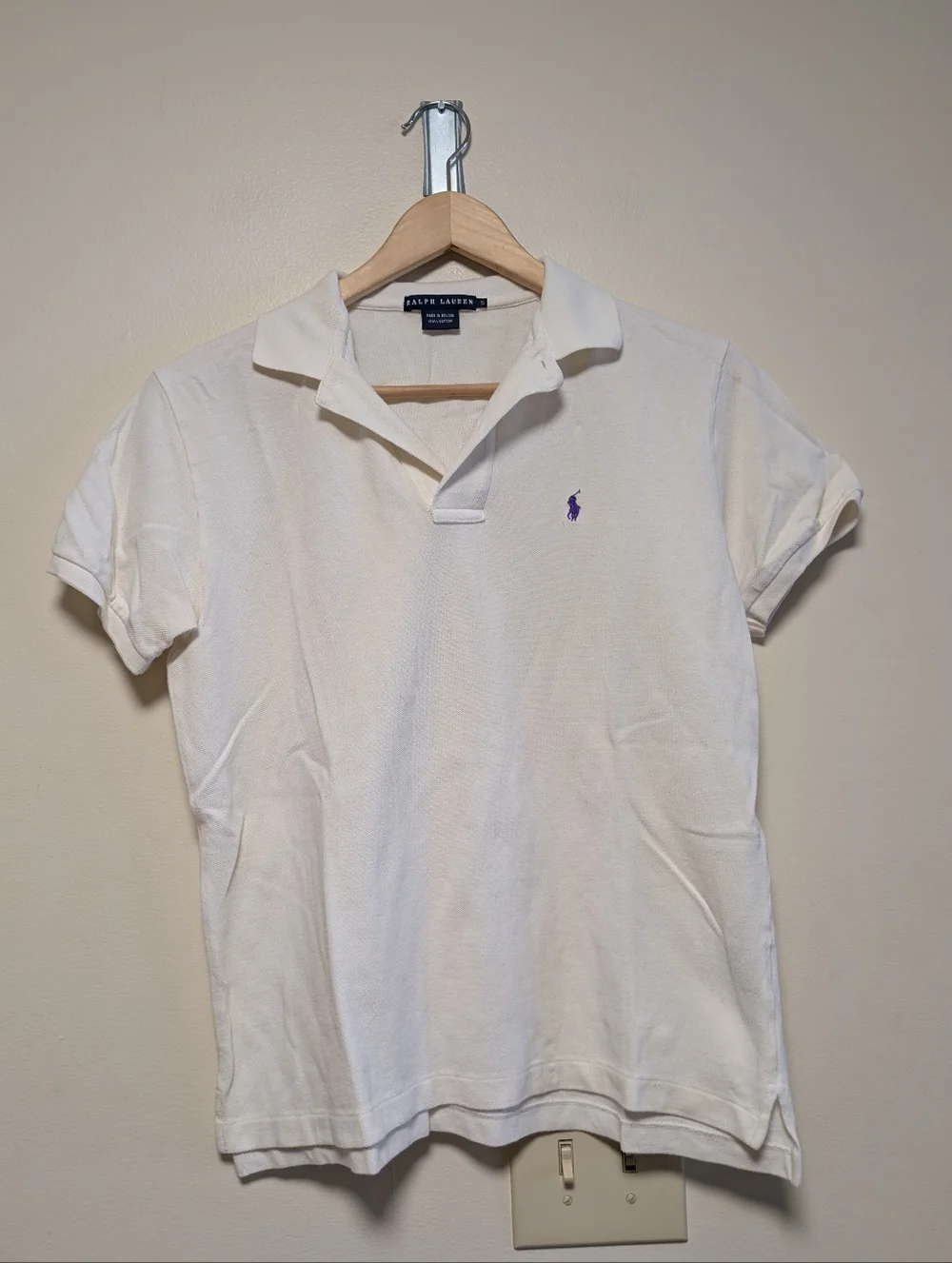 Ralph Lauren Polo Shirt Men’s Small White Purple Pony Classic - Picture 1 of 3